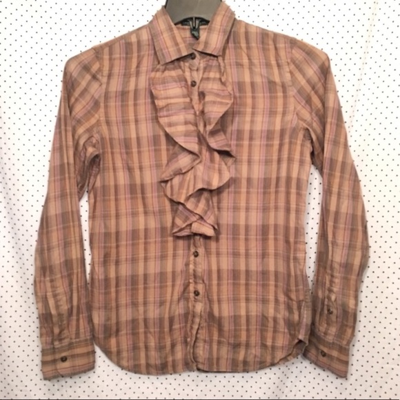 Lauren Ralph Lauren Tops - Lauren Ralph Lauren Plaid Button Down Ruffled Top